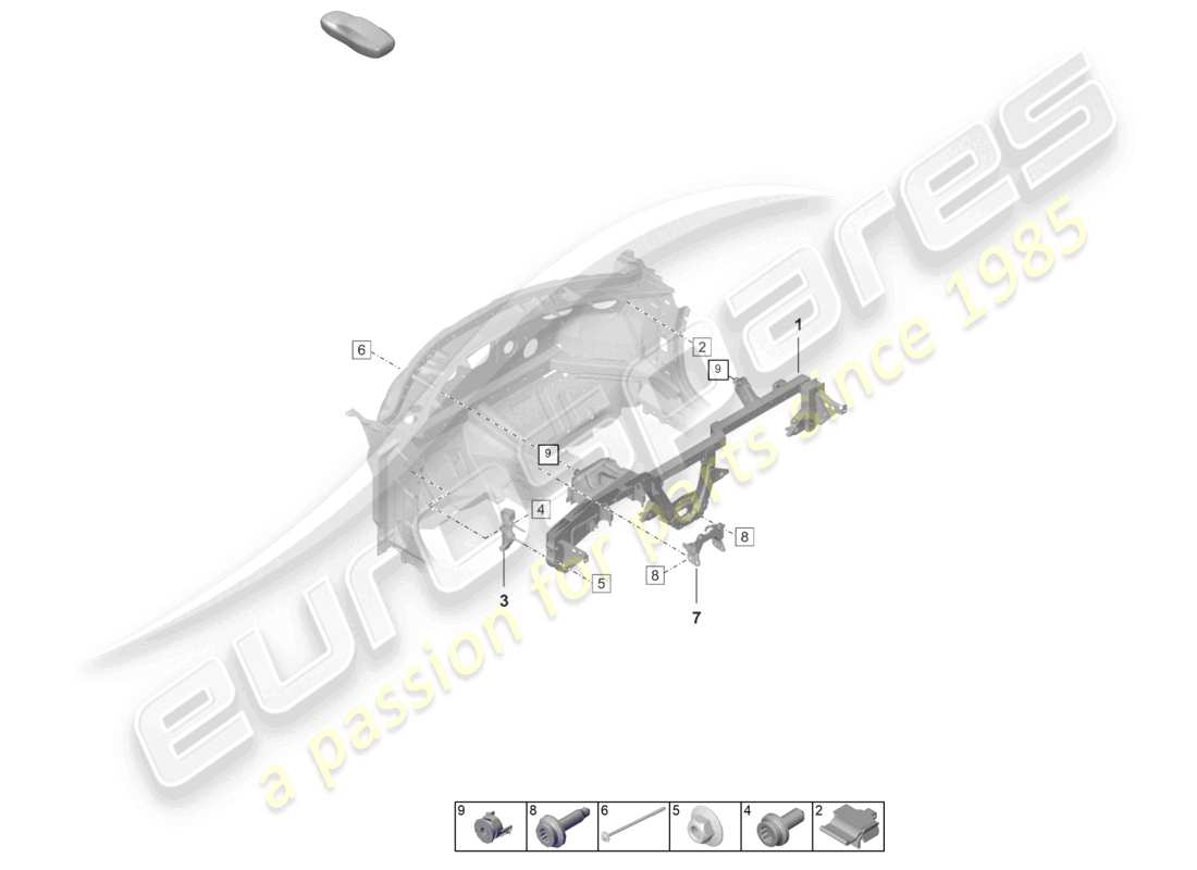 porsche 2022 (992-1 turbo / s) support de tableau de bord schéma des pièces