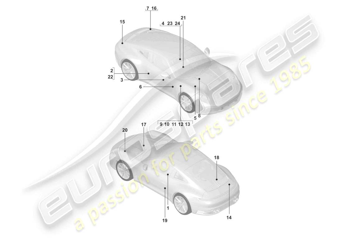 porsche 2023 (992-1) signes/avis schéma des pièces