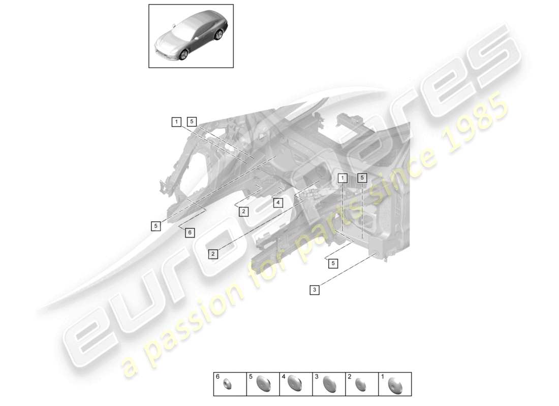 porsche 2021 (panamera 971-1) bouchons avant schéma des pièces