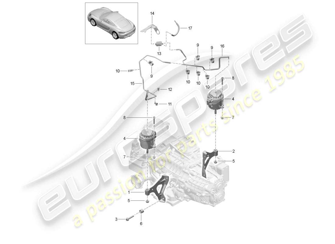 porsche 2024 (718 cayman) montage de boîte de vitesses schéma des pièces