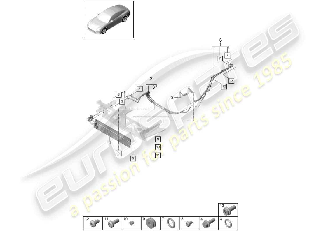 porsche 2021 (panamera 971-1) conduite de pression d'huile pour refroidisseur d'huile de boîte de vitesses - pdk - schéma des pièces de boîte de vitesses