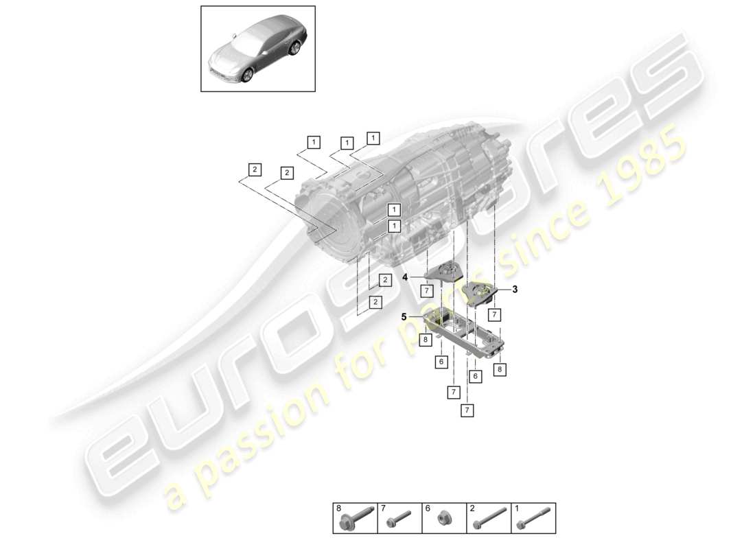 porsche 2021 (panamera 971-1) pièces de montage pour moteur et transmission schéma des pièces du support de transmission