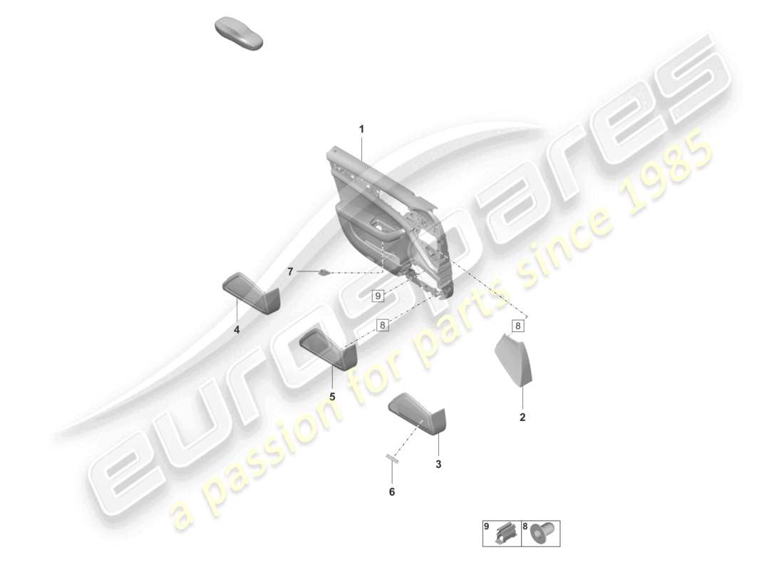 porsche 2024 (panamera 971-2) schéma des pièces des panneaux de garniture de porte avant en similicuir