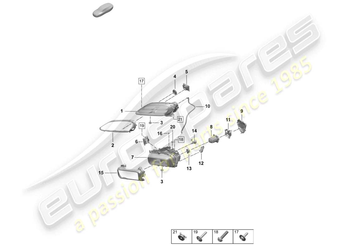 porsche 2025 (macan-e) phare à led de base unité de commande pdls+ élément de fixation schéma des pièces