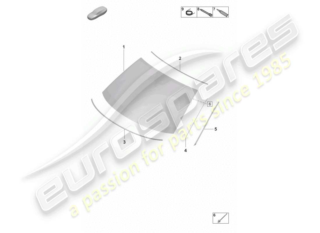 porsche 2021 (panamera 971-2) schéma des pièces de l'affichage tête haute avant du pare-brise
