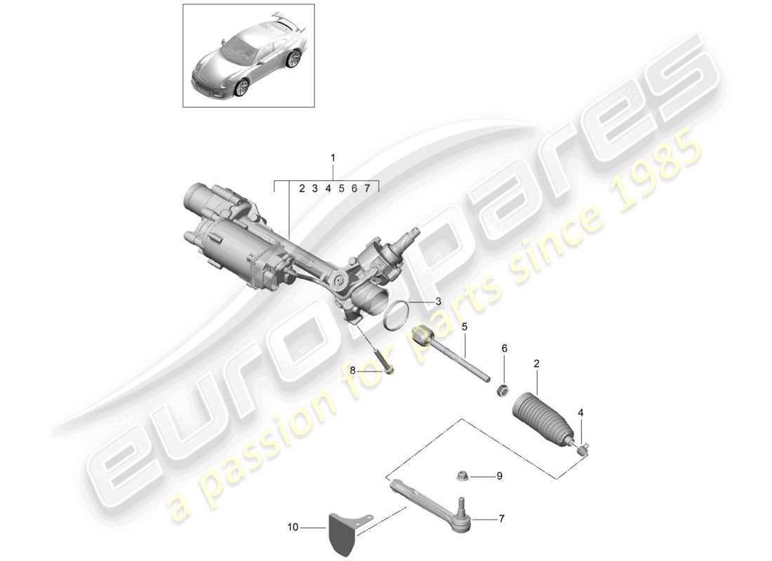 porsche 2021 (991-2 r/gt3/rs) appareil à gouverner d >>- mj 2017 schéma des pièces