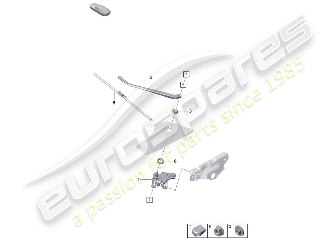 porsche 2022 (992-1 turbo / s) essuie-glace arrière schéma des pièces