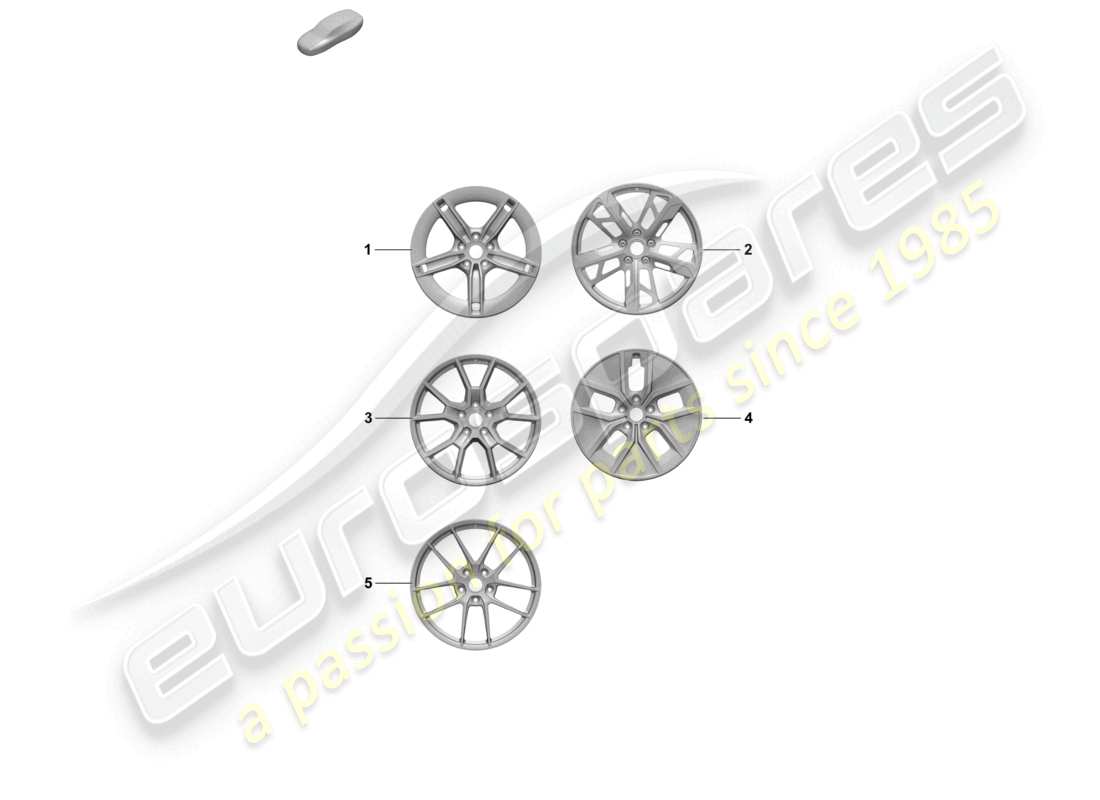 porsche 2026 (taycan 9j1-2) schéma des pièces de la jante en alliage 21