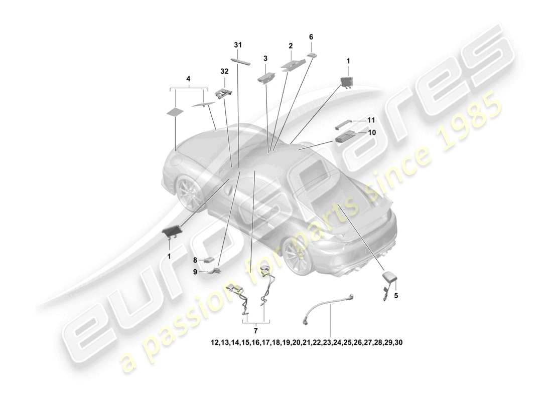porsche 2021 (718 cayman gt4) fil simple aérien schéma des pièces