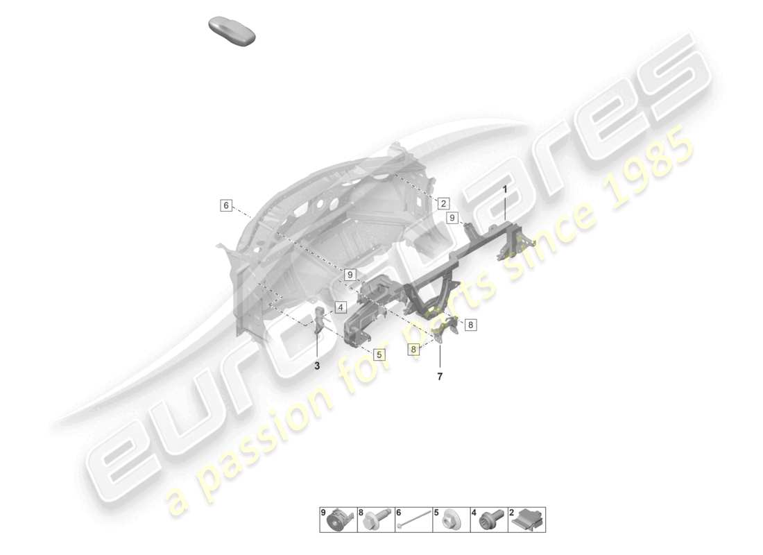 porsche 2022 (992-1 gt3/rs/st) support de tableau de bord schéma des pièces