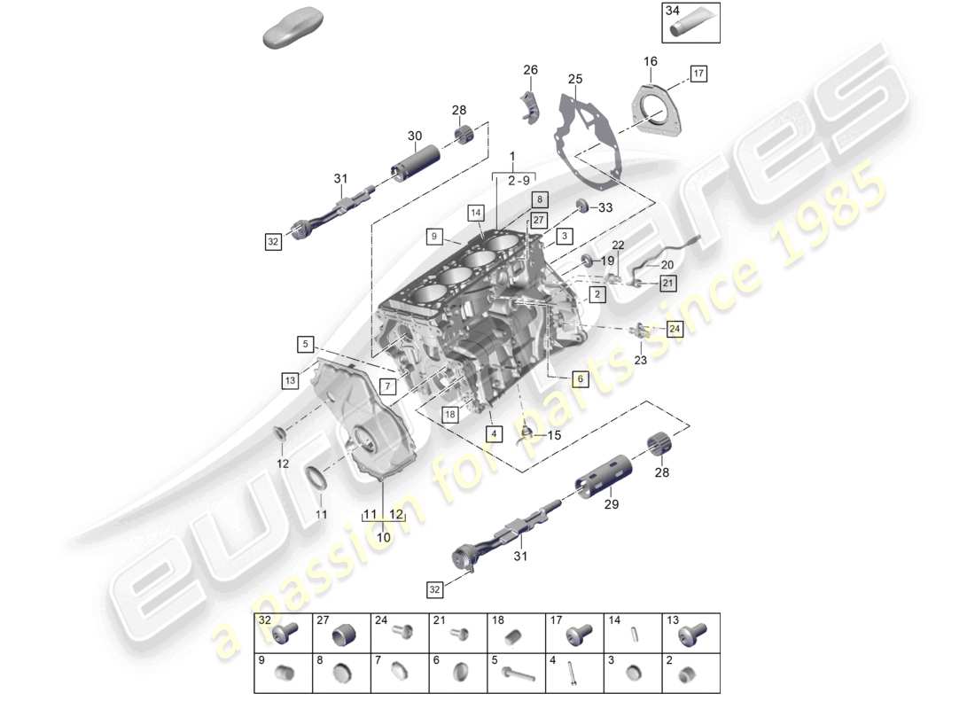 porsche 2026 (cayenne e3 pa) carter de vilebrequin pièces individuelles schéma des pièces