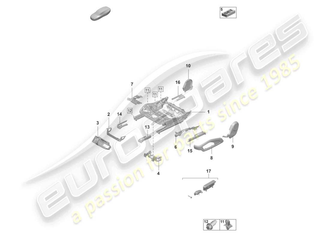 porsche 2022 (taycan 9j1-1) cadre de siège accessoires divers siège standard diagramme des pièces