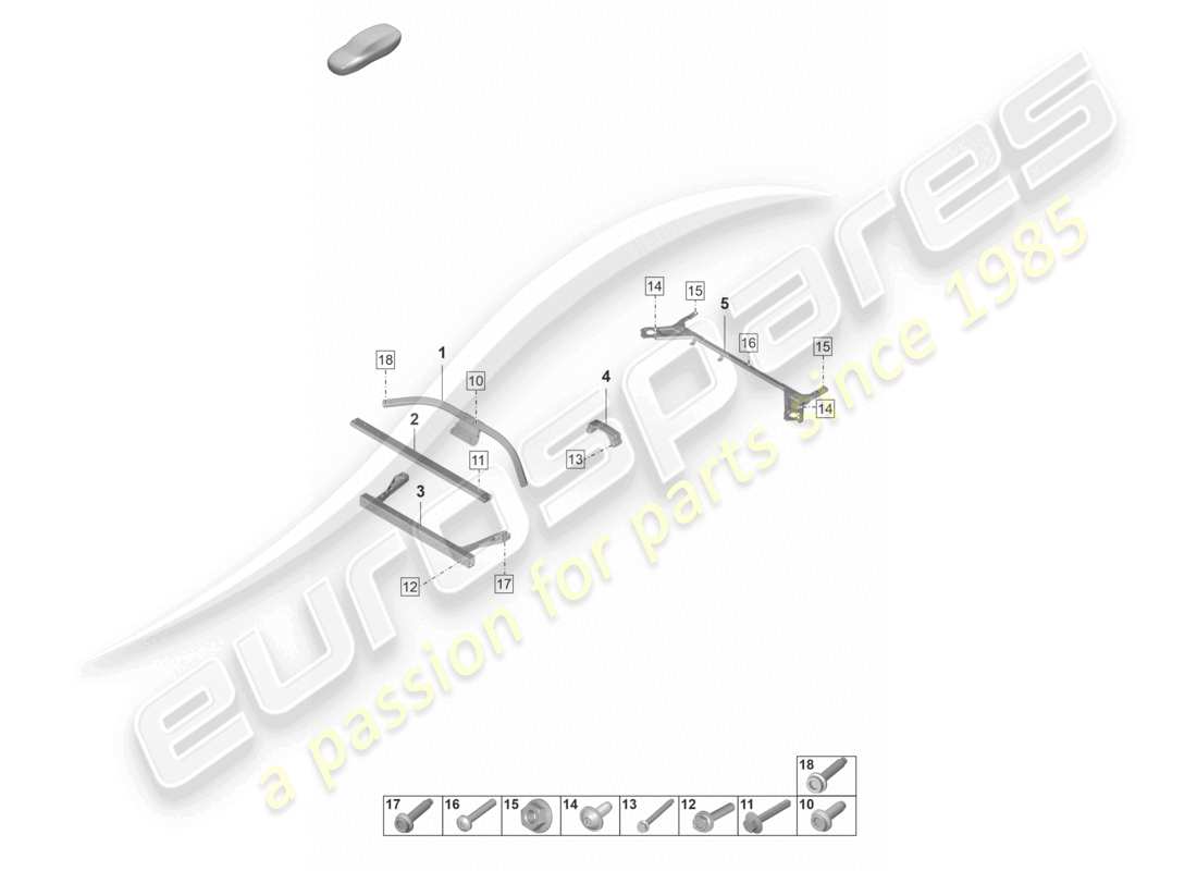 porsche 2022 (taycan 9j1-1) schéma des pièces de renfort avant et arrière du dôme