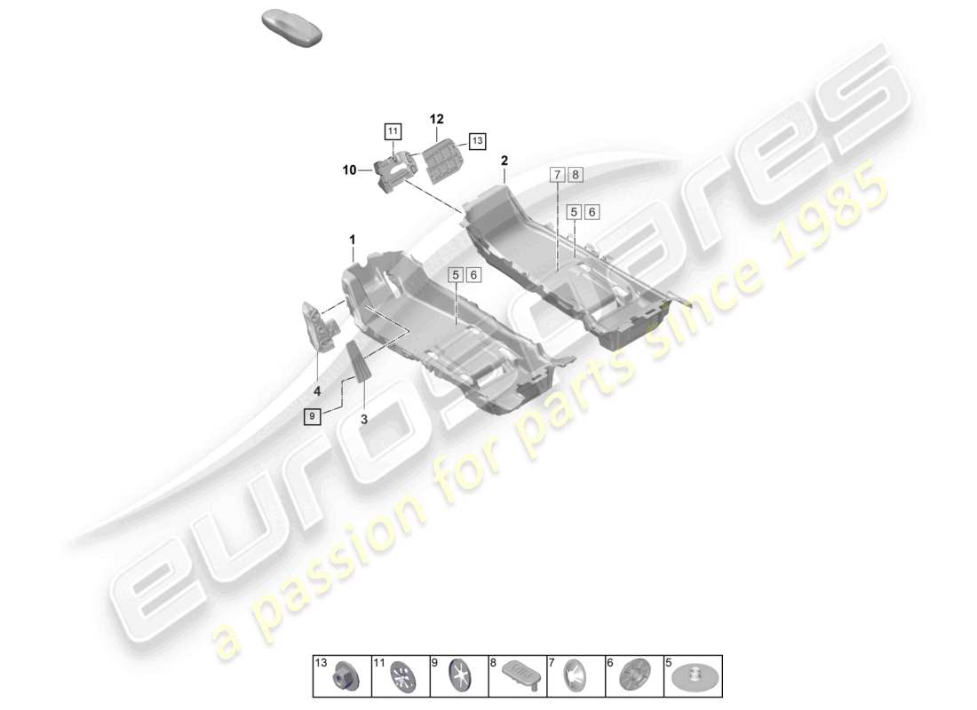 porsche 2022 (taycan 9j1-1) schéma des pièces des garnitures de sol (tapis)