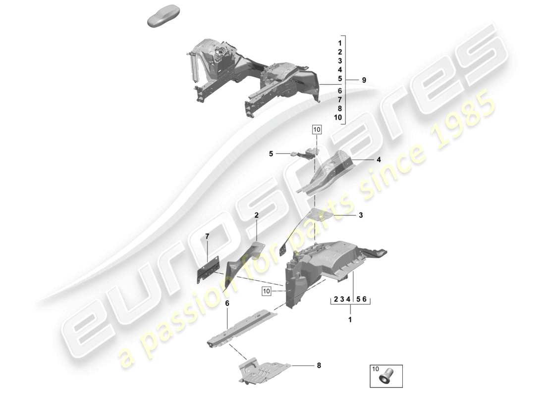 porsche 2025 (macan-e) partie avant élément latéral montage de la jambe de suspension diagramme des pièces