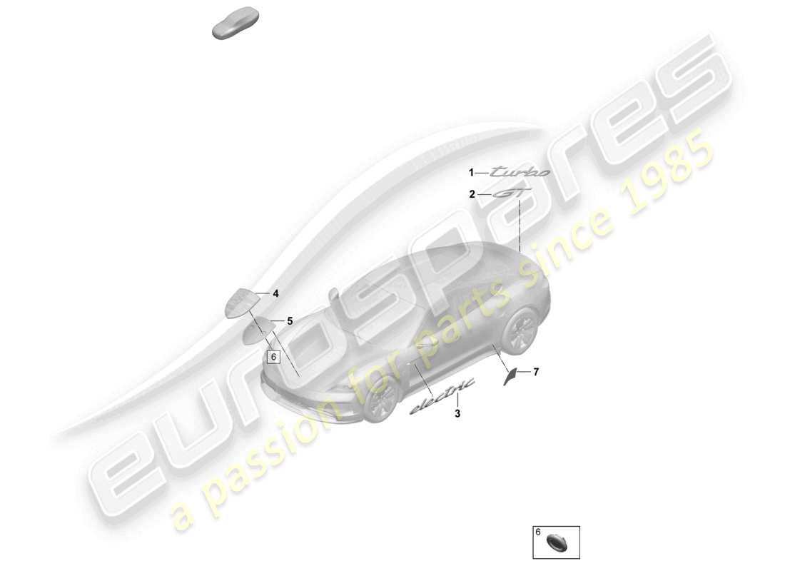 porsche 2026 (taycan 9j1-2) inscription porsche crête film de protection en pierre diagramme des pièces