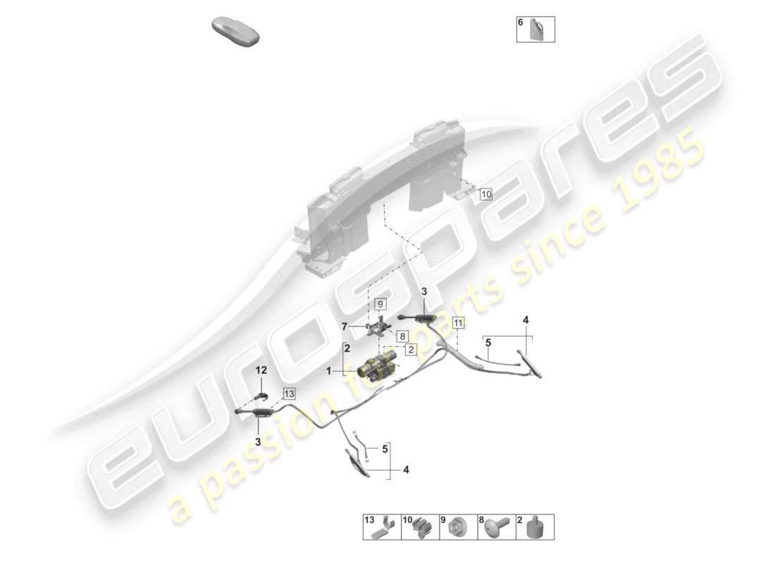 porsche 2023 (992-1 turbo / s) unité d'entraînement système hydraulique pour actionner le toit ouvrant diagramme des pièces