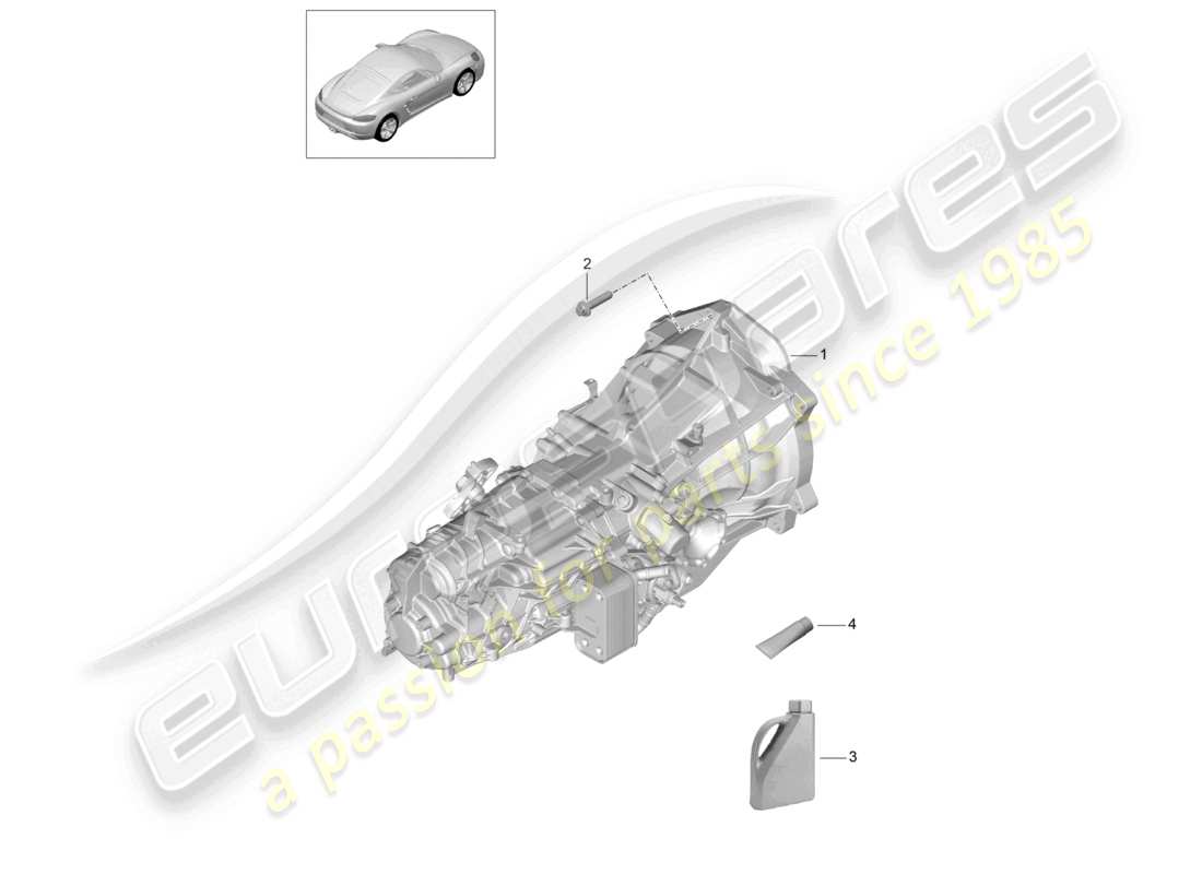 porsche 2024 (718 cayman) boîte de vitesses manuelle schéma des pièces