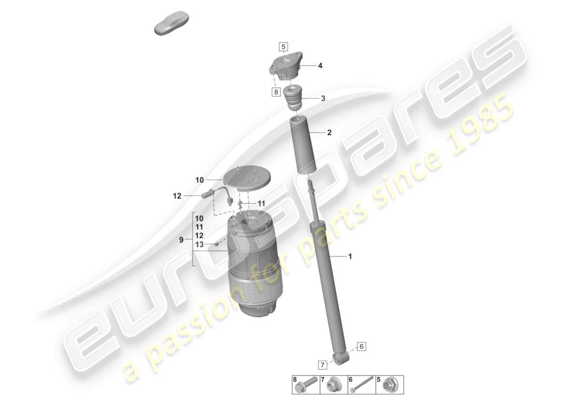 porsche 2021 (panamera 971-2) diagramme des pièces des amortisseurs à suspension pneumatique