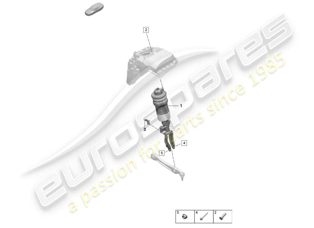 porsche 2025 (macan-e) jambe de suspension pneumatique complète schéma des pièces