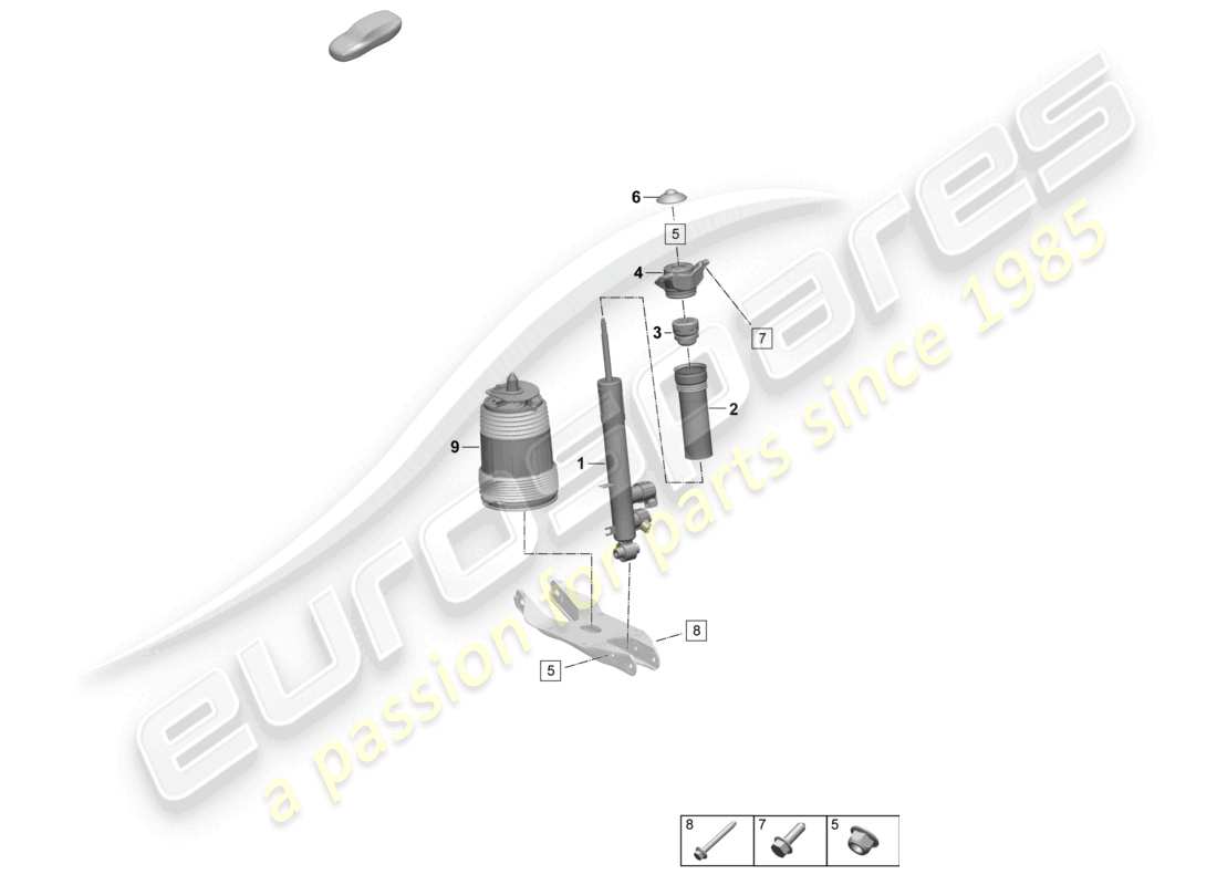porsche 2025 (macan-e) schéma des pièces de l'amortisseur de vibrations de suspension pneumatique