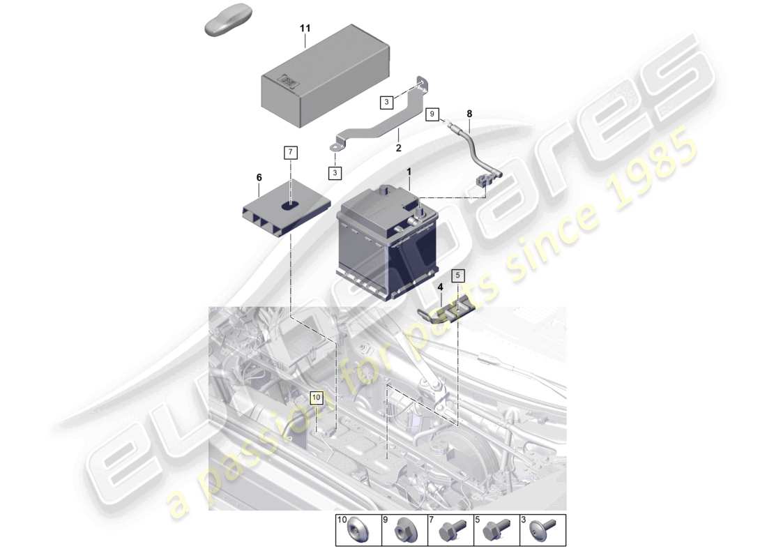 porsche 2026 (992-2 gt3) diagramme des pièces de la batterie