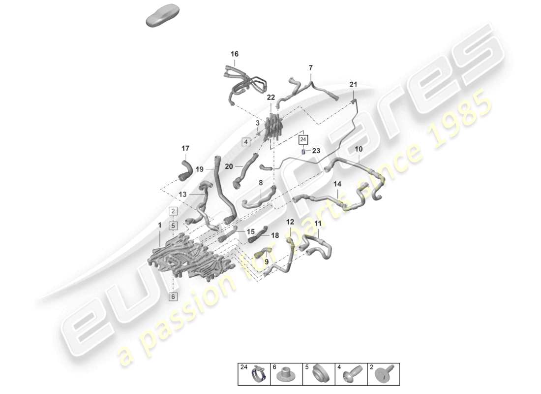 porsche 2023 (taycan 9j1-1) tuyau de liquide de refroidissement d - mj 2021>> schéma des pièces