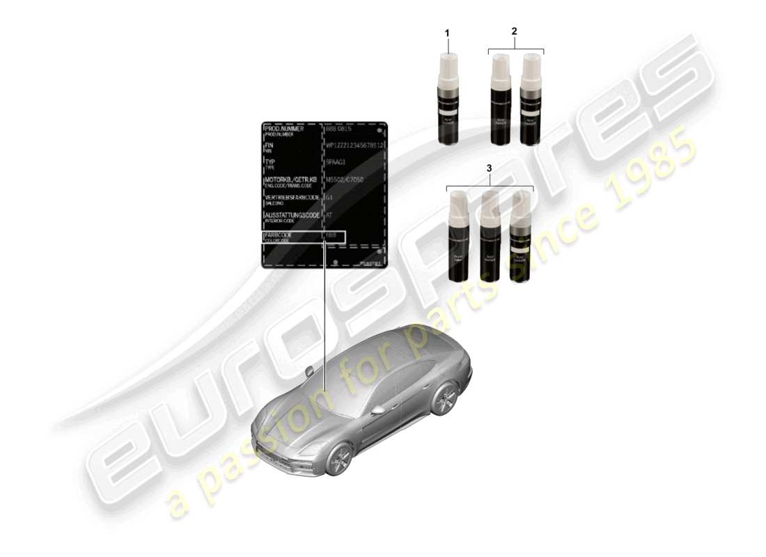 porsche 2025 (panamera 976) schéma des pièces de l'applicateur de retouche de peinture
