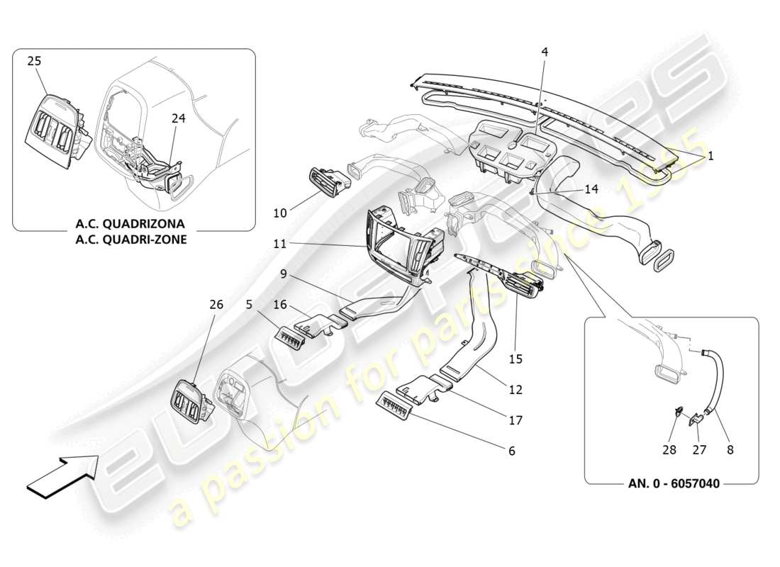maserati levante (2020) unité de climatisation : diffusion schéma des pièces