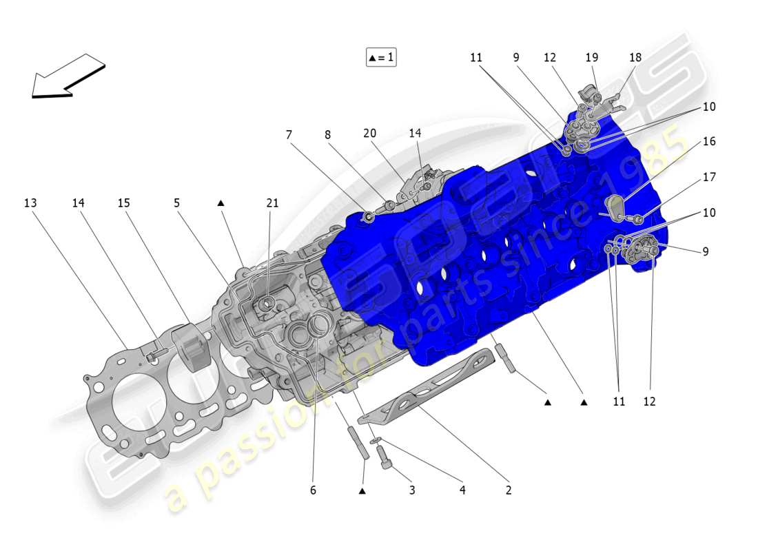 maserati mc20 (2023) schéma des pièces de la culasse gauche