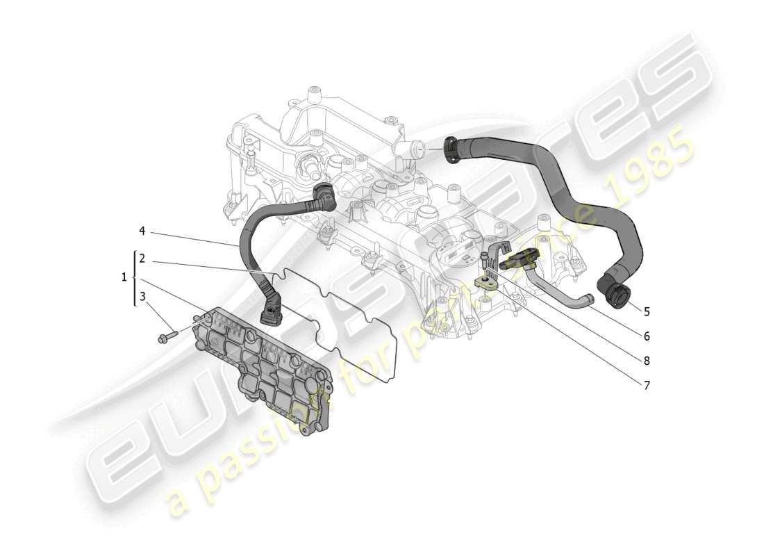 maserati grecale gt (2023) schéma des pièces du système de recirculation des vapeurs d'huile