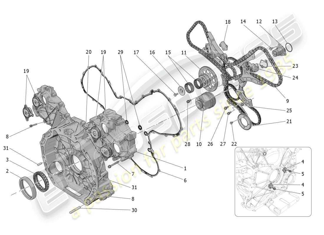 maserati mc20 (2022) schéma des pièces de distribution