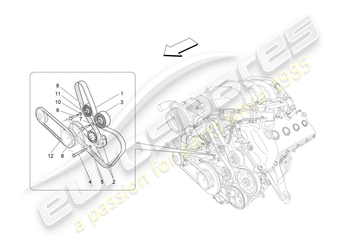 maserati grancabrio mc (2013) schéma des pièces des ceintures des dispositifs auxiliaires