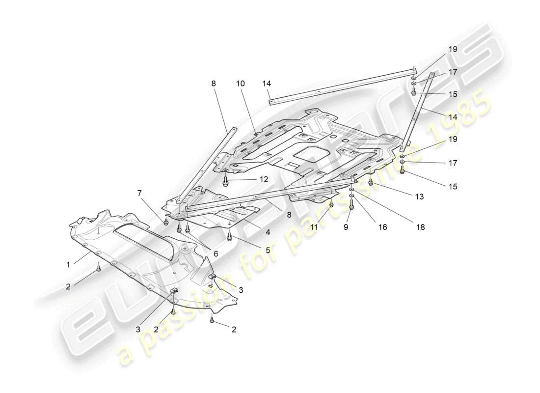 maserati grancabrio mc (2013) schéma des pièces du soubassement et des protections de soubassement