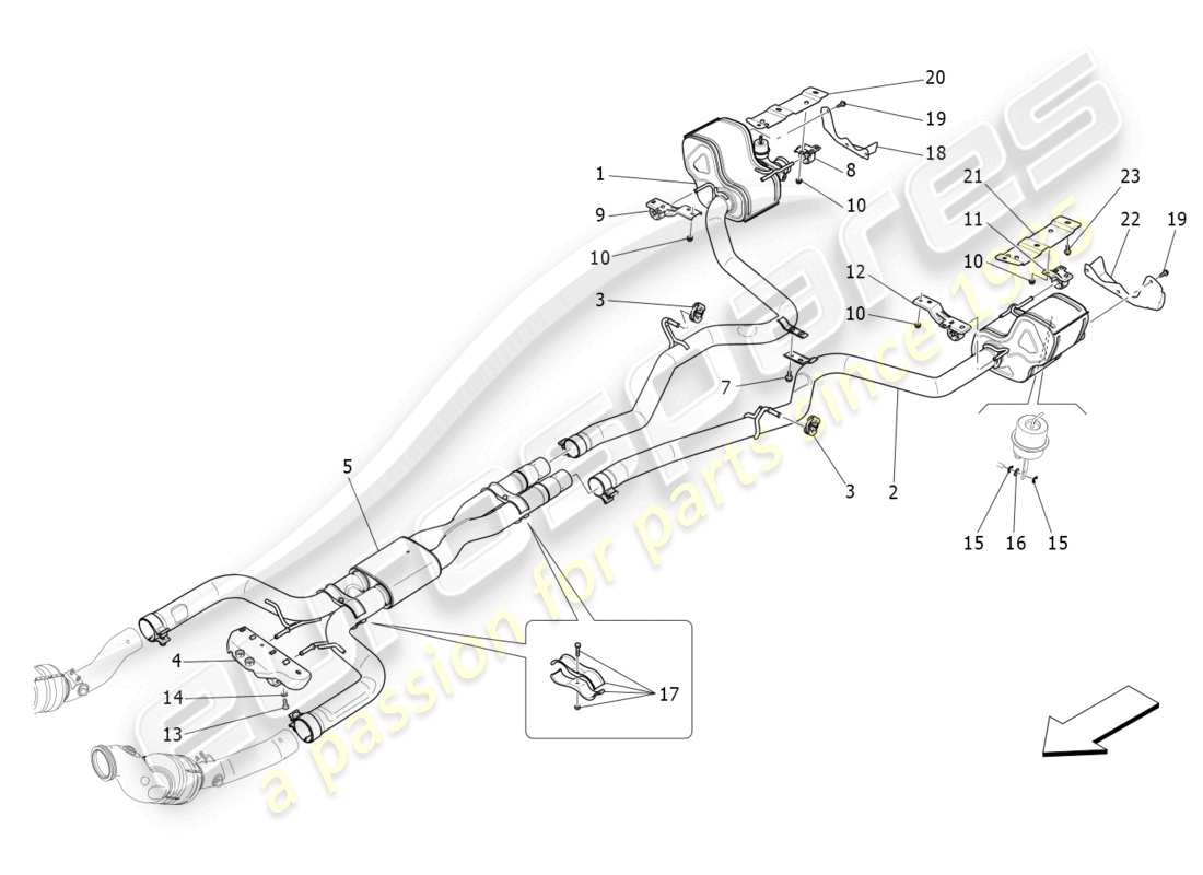 maserati levante tributo (2021) silencieux schéma des pièces