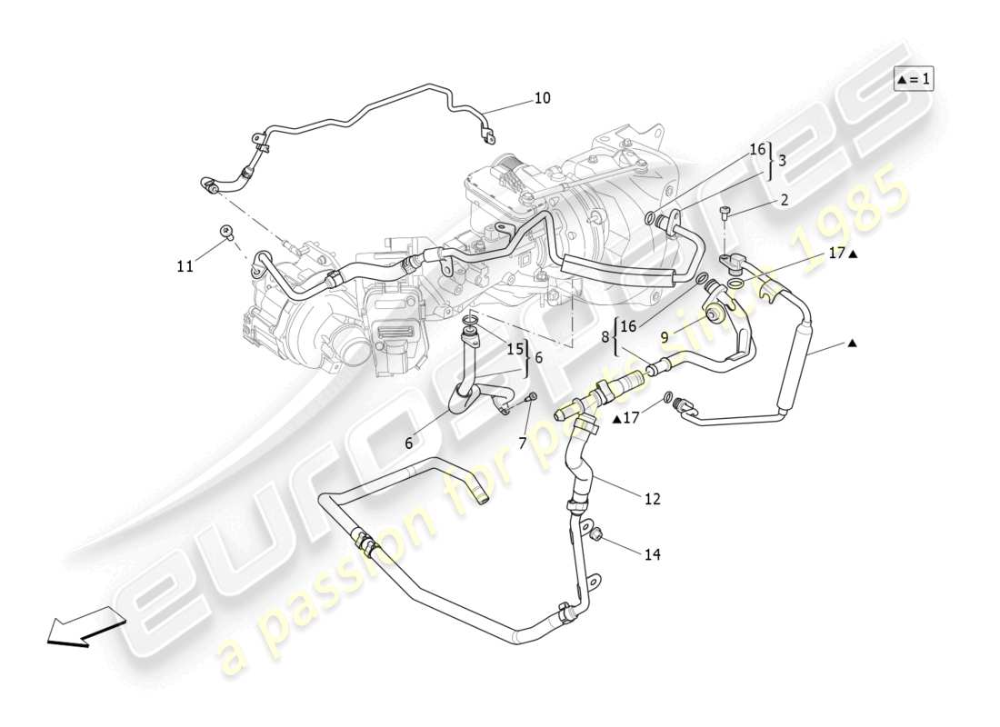 maserati ghibli fragment (2022) système de turbocompression : lubrification et refroidissement schéma des pièces
