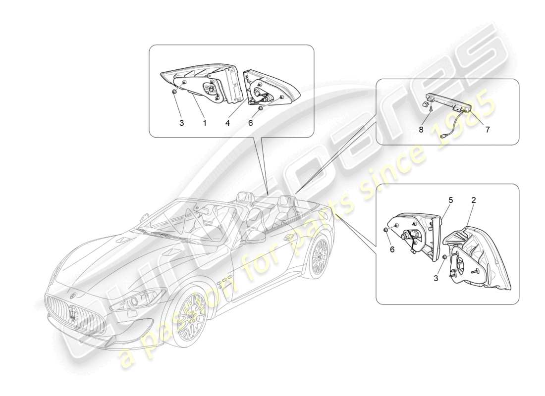 maserati grancabrio mc (2013) groupes de feux arrière schéma des pièces