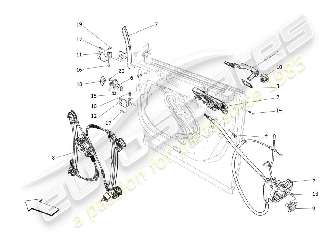 maserati levante modena s (2022) portes d'entrée : mécanismes schéma des pièces