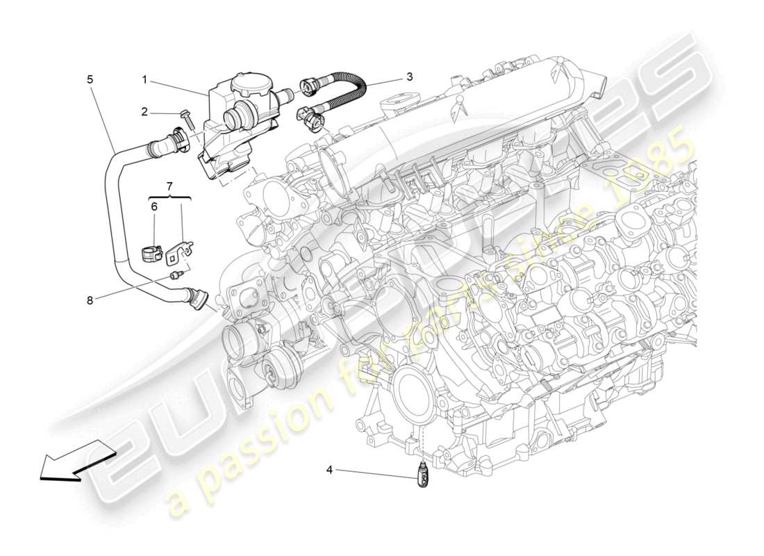 maserati levante gts (2020) schéma des pièces du système de recirculation des vapeurs d'huile