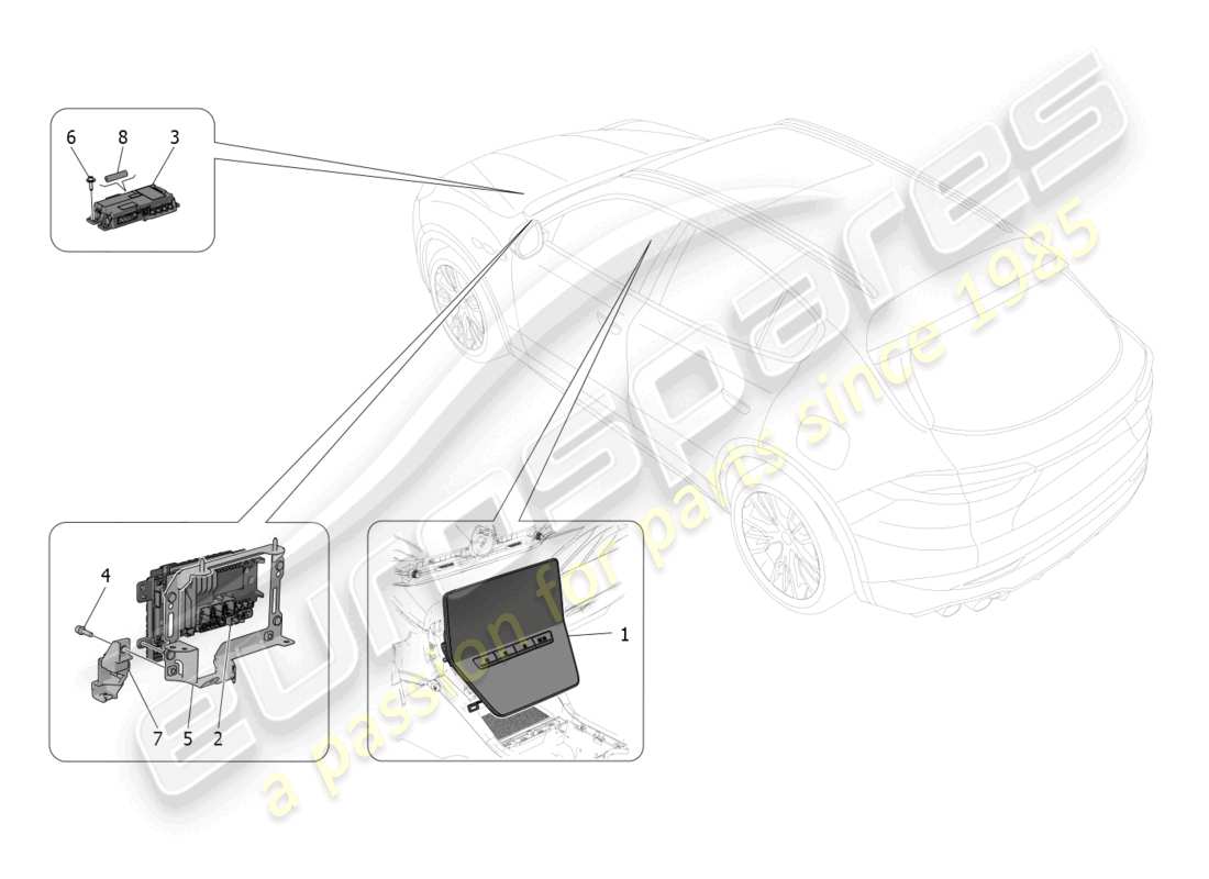 maserati grecale gt (2023) diagramme des pièces du système informatique