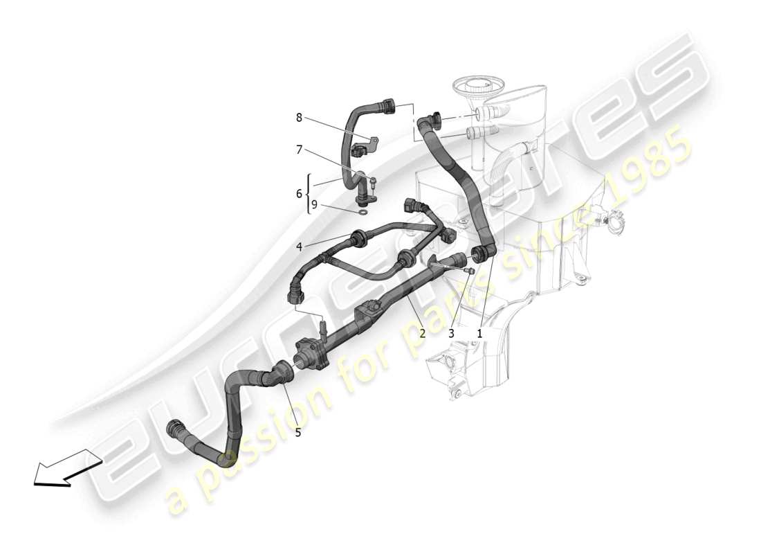 maserati mc20 (2023) système de recirculation des vapeurs d'huile schéma des pièces