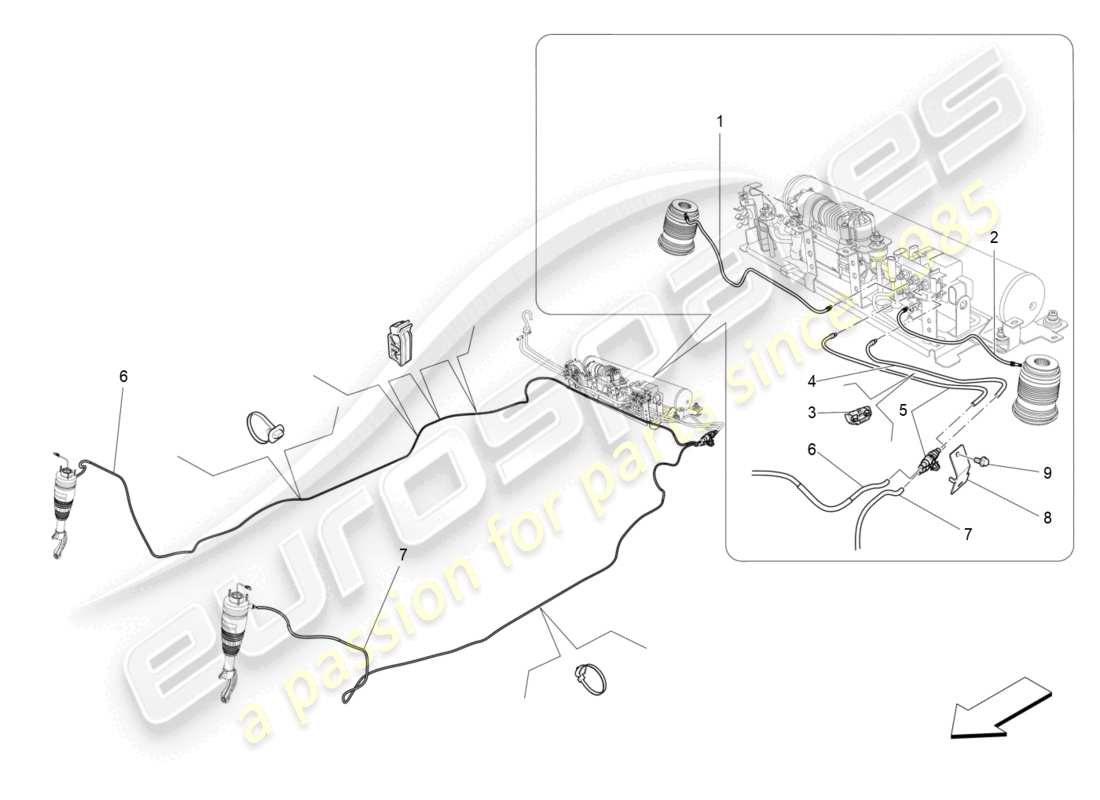 maserati levante modena (2022) système de suspension pneumatique schéma des pièces