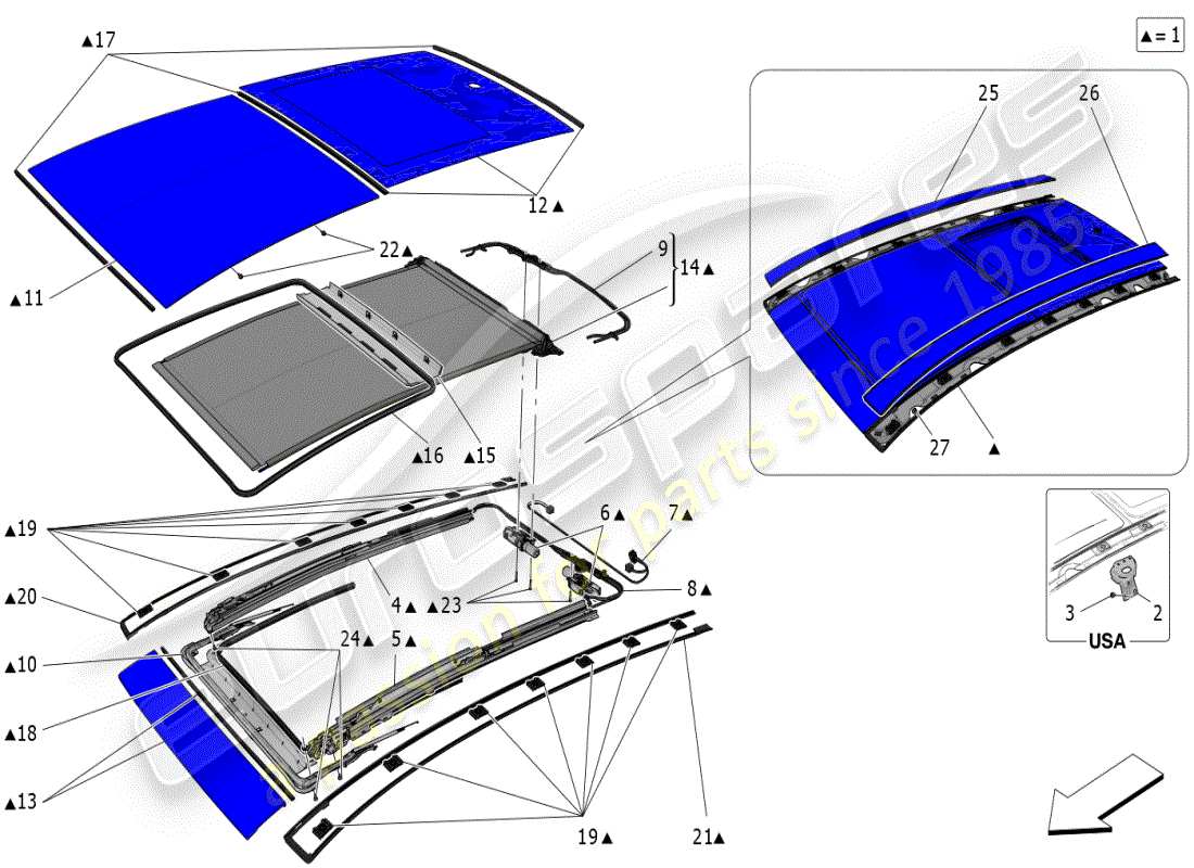 maserati grecale modena (2023) toit ouvrant schéma des pièces