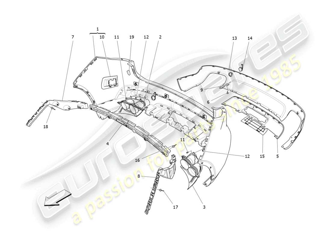 maserati levante zenga (2020) pare-chocs arrière schéma des pièces