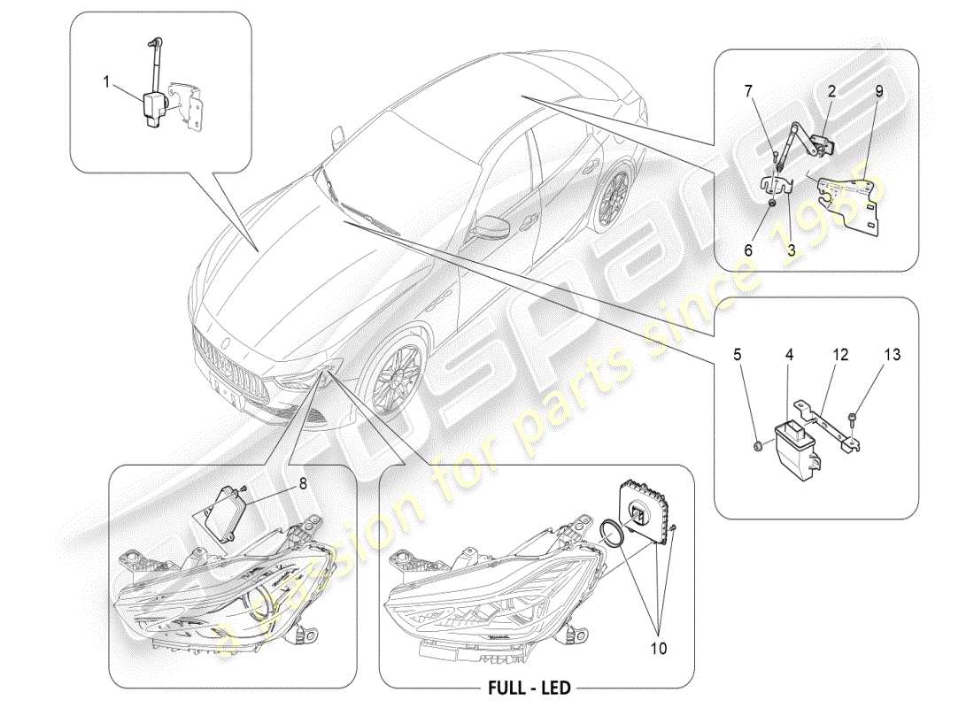 maserati ghibli (2020) contrôle du système d'éclairage schéma des pièces