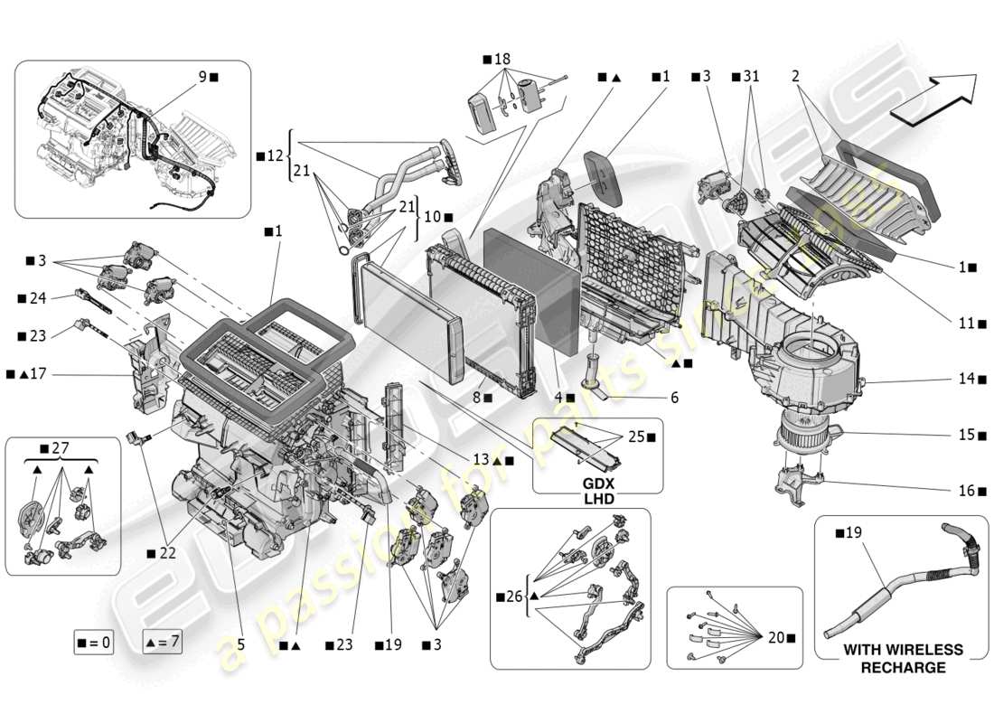 maserati grecale gt (2023) unité de climatisation : appareils de tableau de bord schéma des pièces