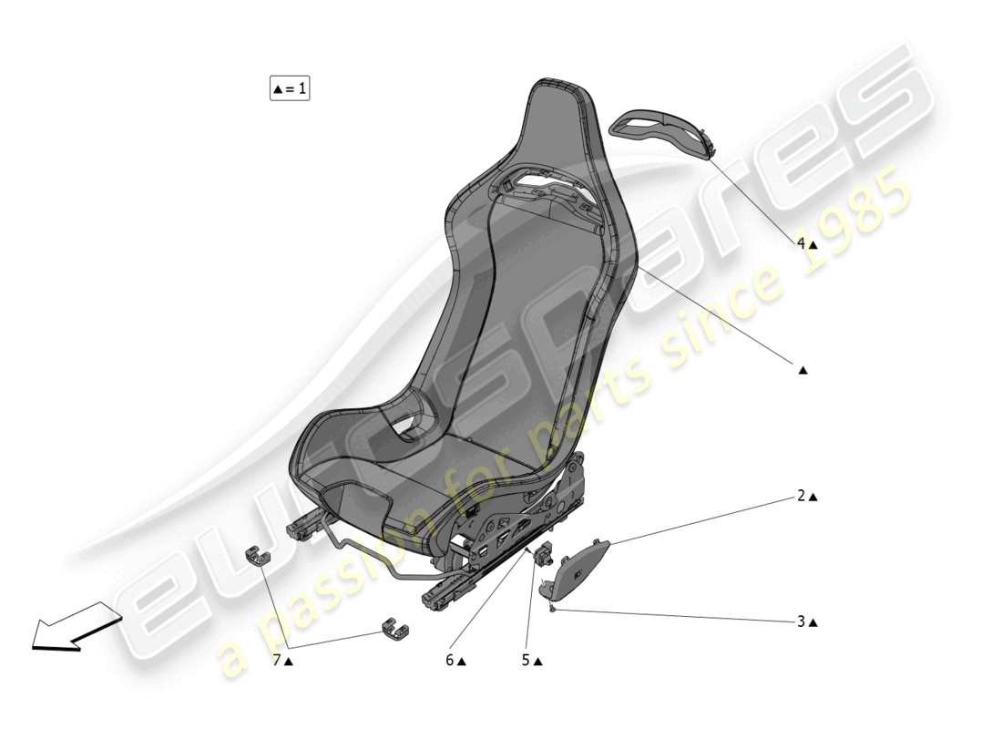 maserati mc20 (2023) sièges : panneaux de garniture schéma des pièces
