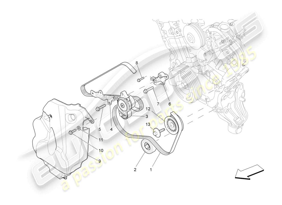 maserati levante (2018) ceintures de dispositifs auxiliaires schéma des pièces