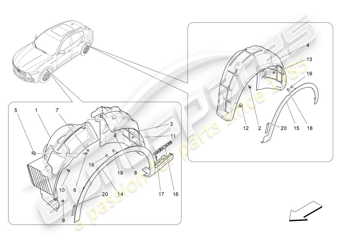 maserati levante tributo (2021) timonerie et couvercles schéma des pièces