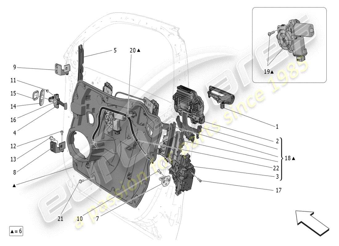 maserati grecale modena (2023) portes d'entrée : mécanismes schéma des pièces